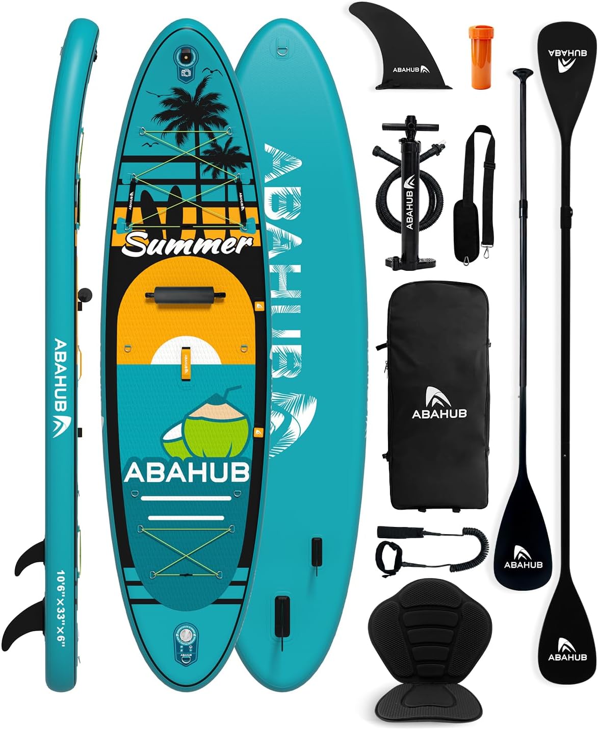 Fishing Kayak Inflatable - 幅広10.6フィート×31/34インチのインフレータブルスタンドアップパドルボード、調節可能なパドル付き、ヨガ、カヤック、サーフィン、カヌー、釣りなど多目的に使えるiSUP