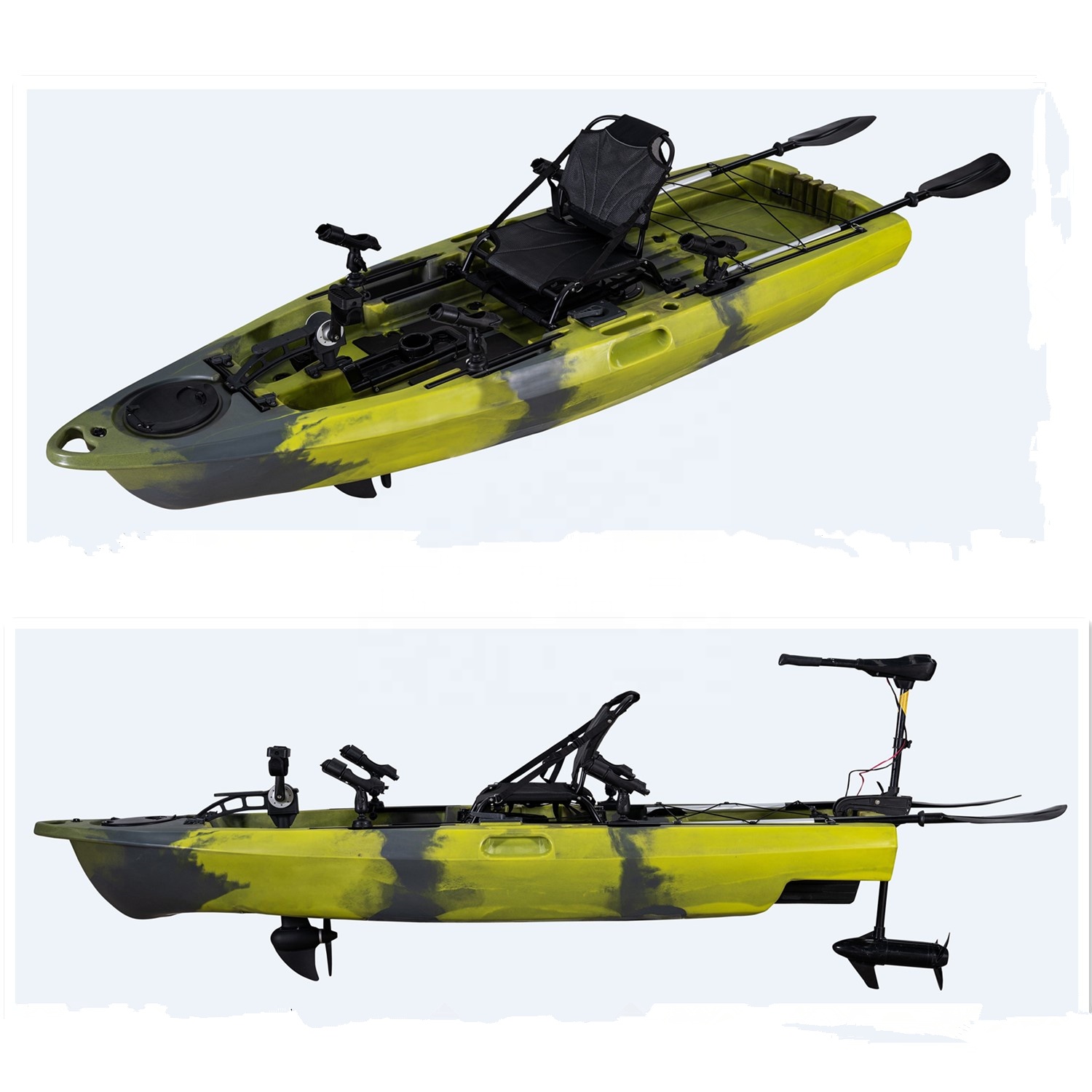 Fishing Kayak Pedal Drive - ウォータースポーツ人気カヌー/カヤック 9.5フィート 1人乗りシングルペダルドライブフィッシングボートカヤック 360度回転シート付き