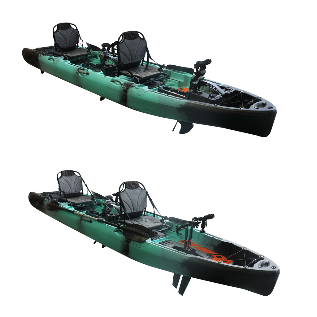 Fishing Kayak Pedal Drive - 新入荷 14フィート 2人乗りペダルカヤック 4.2m 電動モーター付きフィッシングカヤック HDPE船体素材