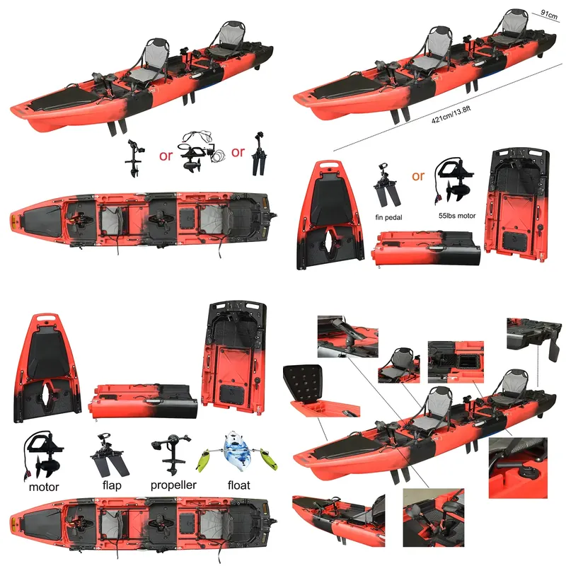 卸売14フィートHDPE3セクションタンデムペダル駆動カヤッ - Fishing Kayak Pedal Drive のレビューと価格